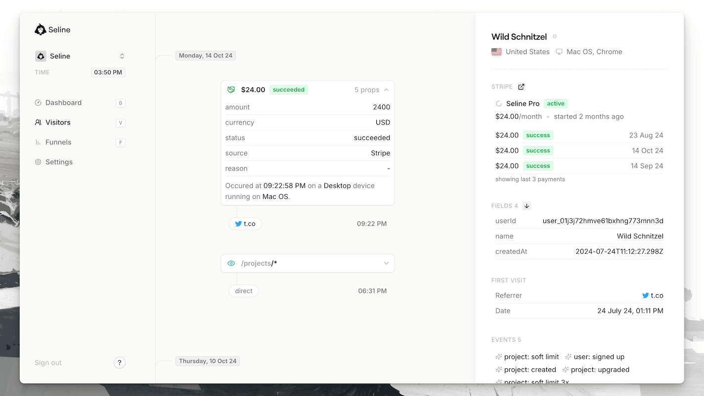 Visitor profile with Stripe data