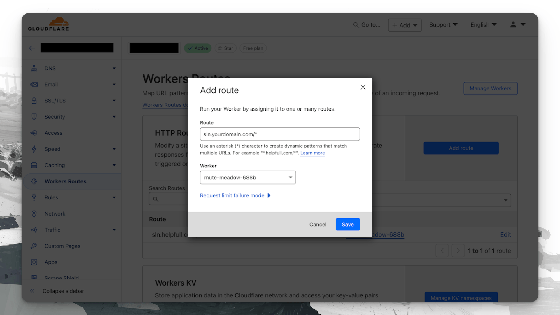 Adding a new Worker Route at Cloudflare